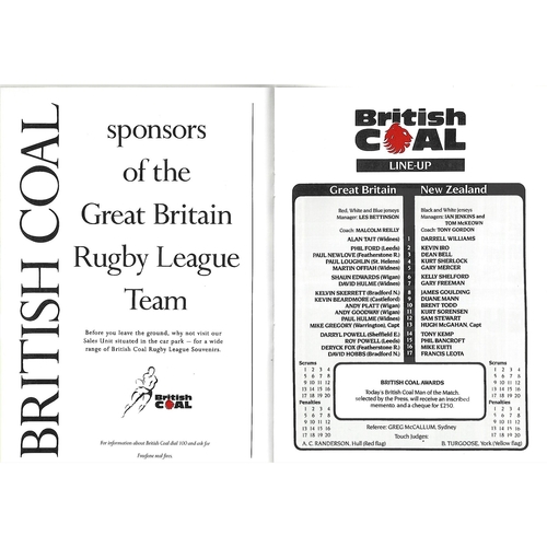 1989 Great Britain v New Zealand Second Test Match Rugby League Programme