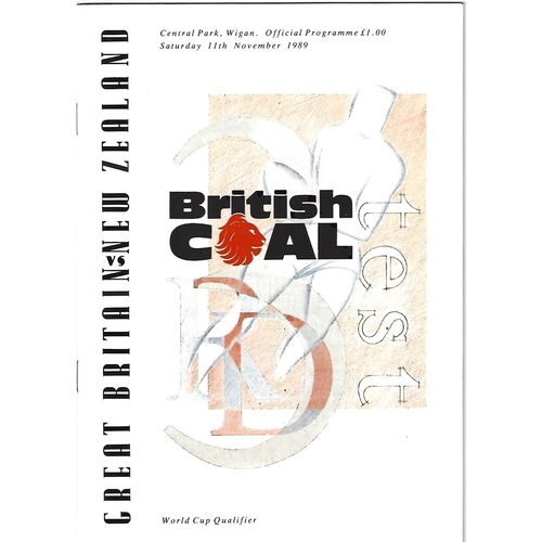 1989 Great Britain v New Zealand Third Test Match/World Cup Qualifier Rugby League Programme