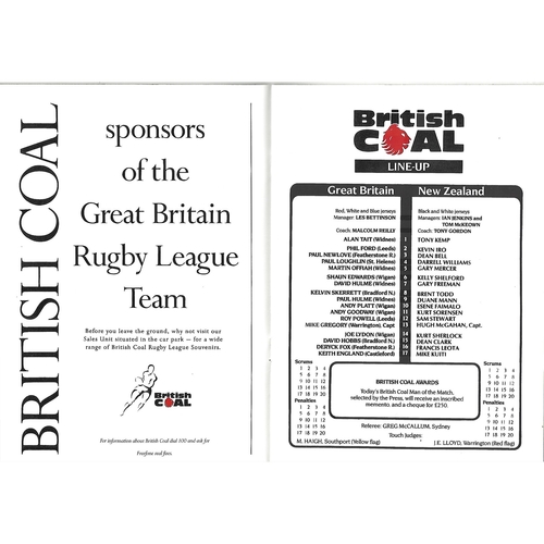 1989 Great Britain v New Zealand Third Test Match/World Cup Qualifier Rugby League Programme