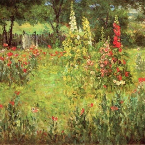 Hollyhocks and Poppies - The Hermitage
