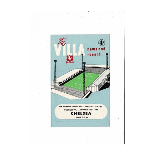 1964/65 Aston Villa v Chelsea League Cup Semi Final Football Programme