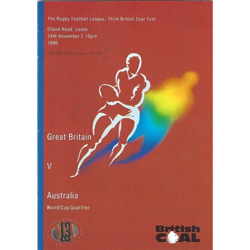 1990 Great Britain v Australia Third Test Match/World Cup Qualifier Rugby League Programme