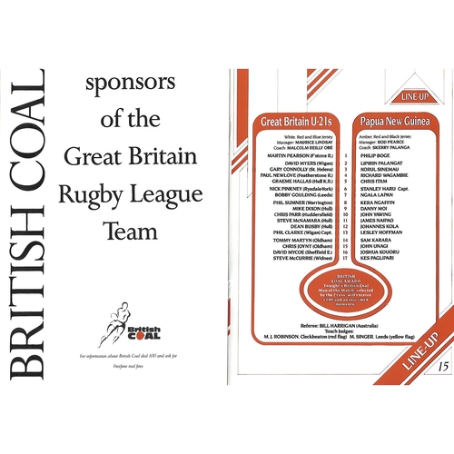 1991 Great Britain Under-21 v Papua New Guinea Rugby League Programme