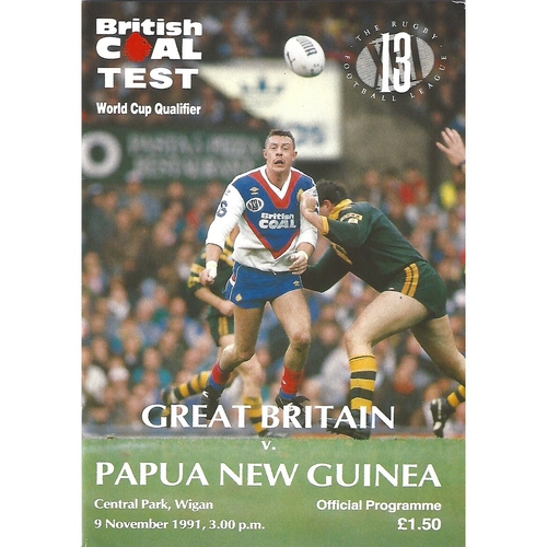 1991 Great Britain v Papua New Guinea World Cup Qualifier Rugby League Programme