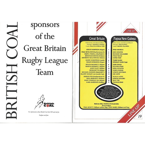 1991 Great Britain v Papua New Guinea World Cup Qualifier Rugby League Programme