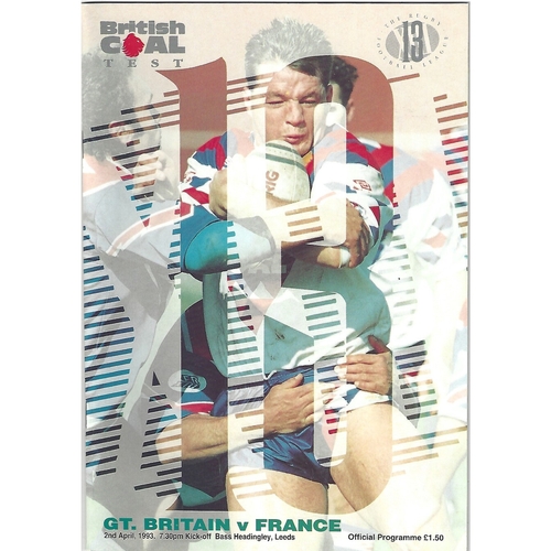 1993 Great Britain v France International Rugby League Programme