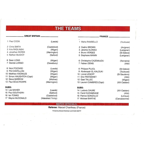 1995 Great Britain Academy v France Academy International Rugby League Programme