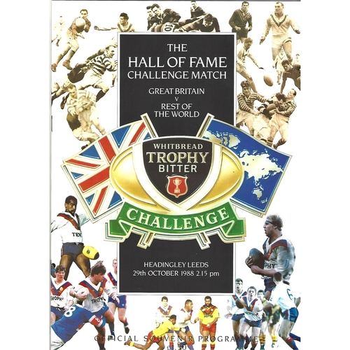 1988 Great Britain v Rest of the World Hall of Fame Challenge Match Rugby League Programme