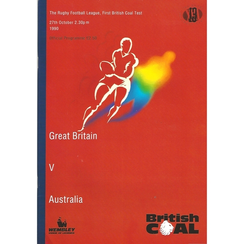 1990 Great Britain v Australia First Test Match Rugby League Programme