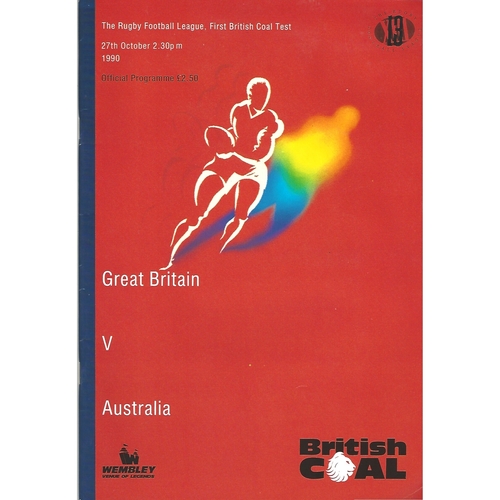 1990 Great Britain v Australia First Test Match Rugby League Programme & Match Ticket
