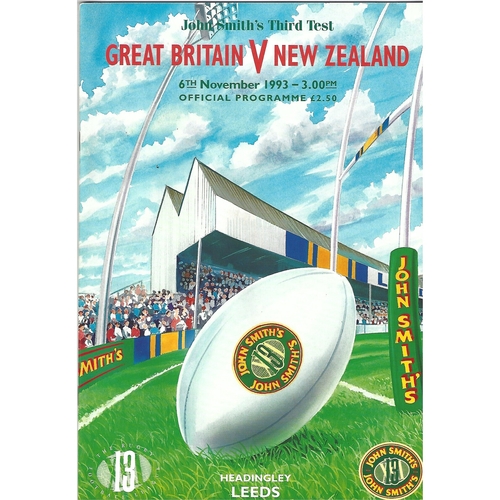 1993 Great Britain v New Zealand Third Test Match Rugby League Programme