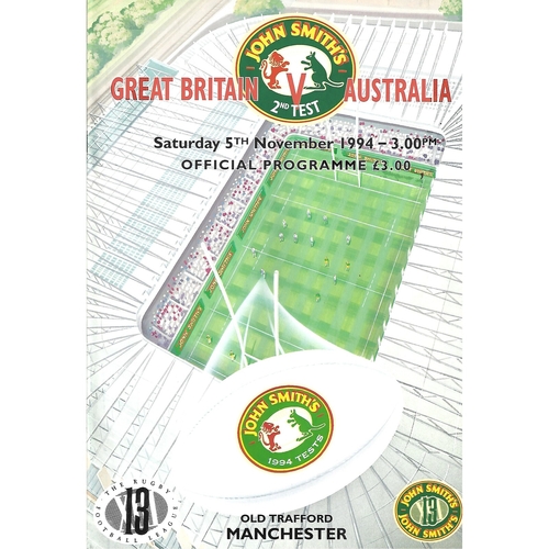 1994 Great Britain v Australia Second Test Match Rugby League Programme