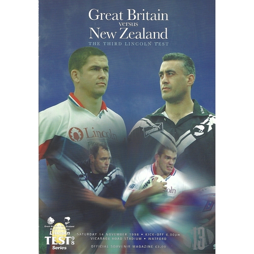 1998 Great Britain v New Zealand Third Test Match Rugby League Programme & Match Ticket/Flyer
