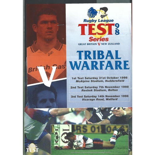 1998 Great Britain v New Zealand Third Test Match Rugby League Programme & Match Ticket/Flyer