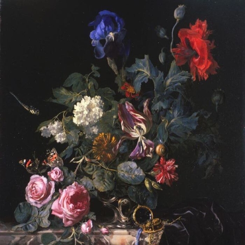 Silver Vase with Flowers