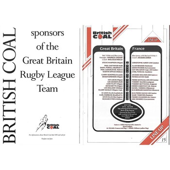 1991 Great Britain v France/Great Britain Under-21 v France Under-21 Rugby League Programme