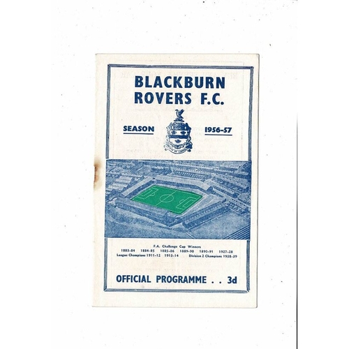 1956/57 Blackburn Rovers v Barnsley Football Programme
