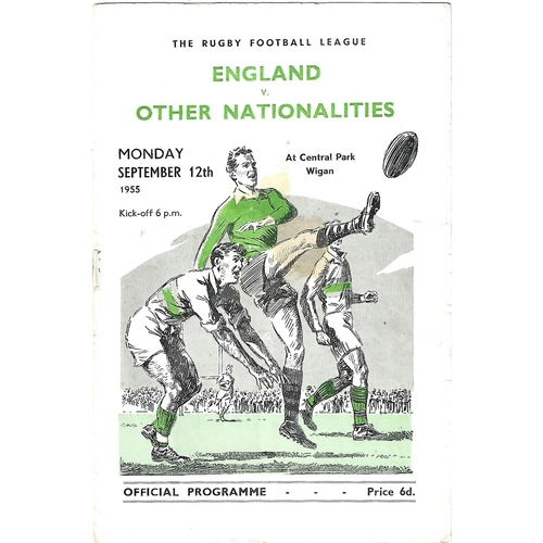 1955 England v Other Nationalities Rugby League Programme