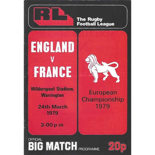 1979 England v France European Championship Rugby League Programme