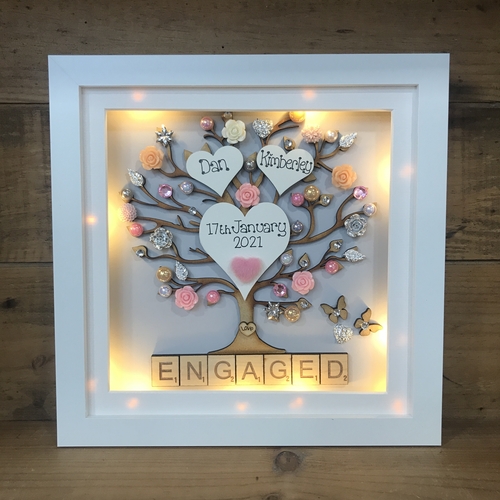 Personalised Engagement Frame with Names & Date – Tree Keepsake Gift
