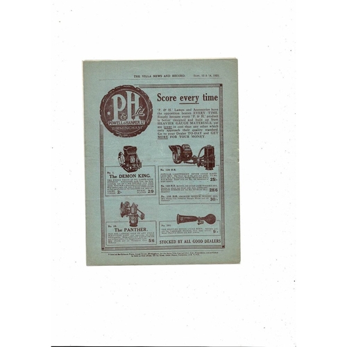 1925/26 Aston Villa v Newcastle United + Liverpool Reserves Football Programme