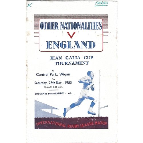 1953 Other Nationalities v England Rugby League Programme