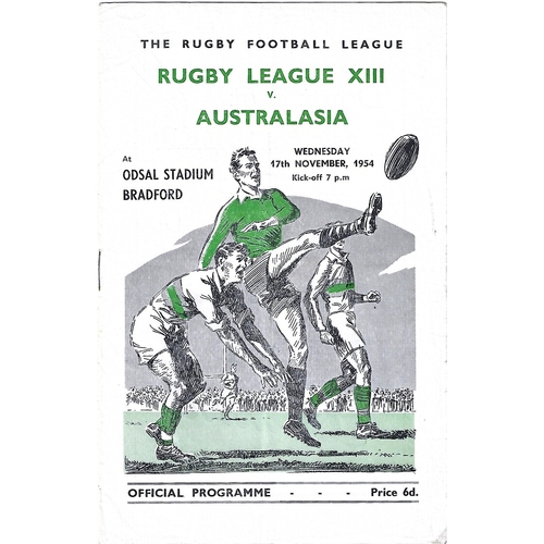 1954 Rugby League XIII v Australasia Rugby League Programme