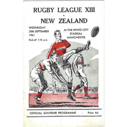 1961 Rugby League XIII v New Zealand Rugby League Programme