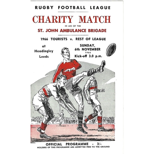 1966 1966 Tourists v Rest of League Charity Match (St. John Ambulance) Rugby League Programme
