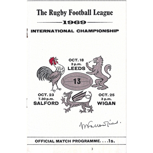1969 England v France International Championship Rugby League Programme
