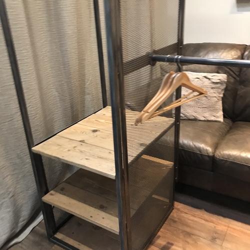 Walk in wardrobe hanging and shelving unit