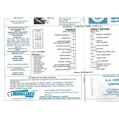 1977 France v Great Britain International Championship Rugby League Programme
