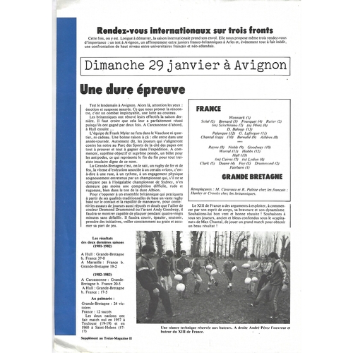 1984 France v Great Britain Rugby League Programme