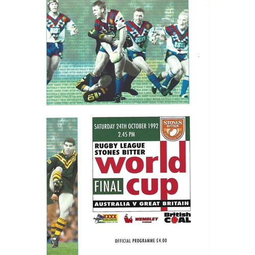 1992 Australia v Great Britain Rugby World Cup Final Programme