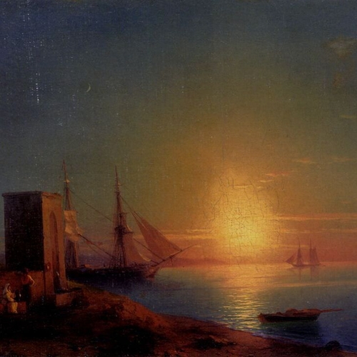 Figures in a Coastal Landscape at Sunset