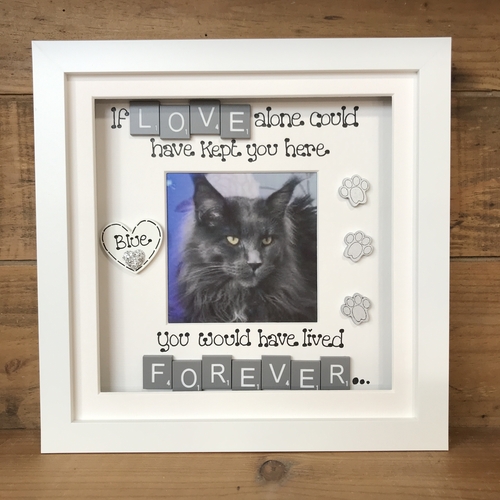 Customised Dog Memorial Photo Frame | LED Pet Memorial Picture Frame | Photo Frame with Scrabble Tiles | Customise a Frame