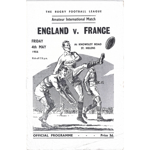 1956 England v France Amateur International Match Rugby League Programme