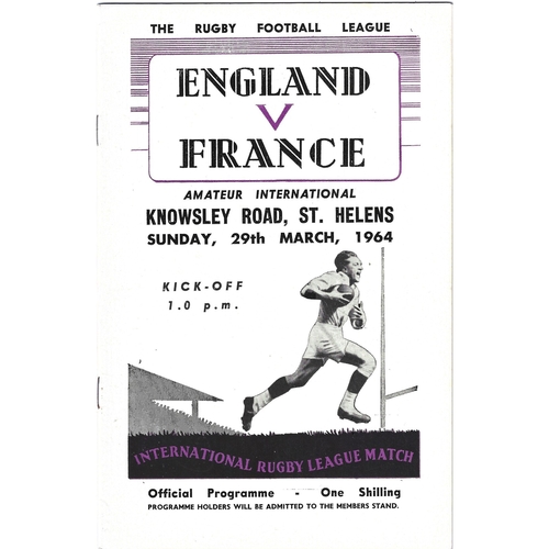 1964 England v France Amateur International Match Rugby League Programme