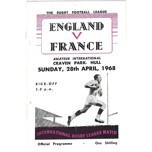 1968 England v France Amateur International Match Rugby League Programme