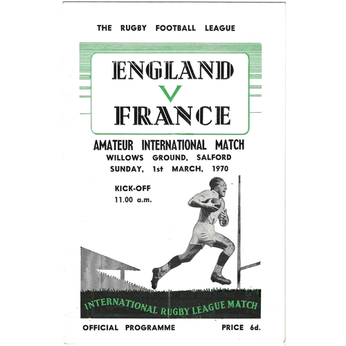 1970 England v France Amateur International Match Rugby League Programme