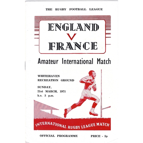 1971 England v France Amateur International Match Rugby League Programme