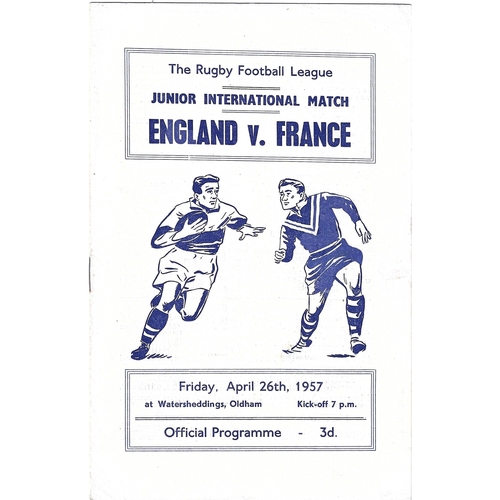 1957 England v France Junior International Match Rugby League Programme