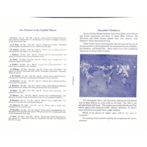 1957 England v France Junior International Match Rugby League Programme