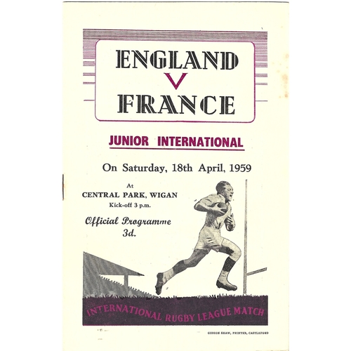1959 England v France Junior International Match Rugby League Programme