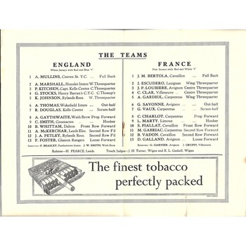 1959 England v France Junior International Match Rugby League Programme