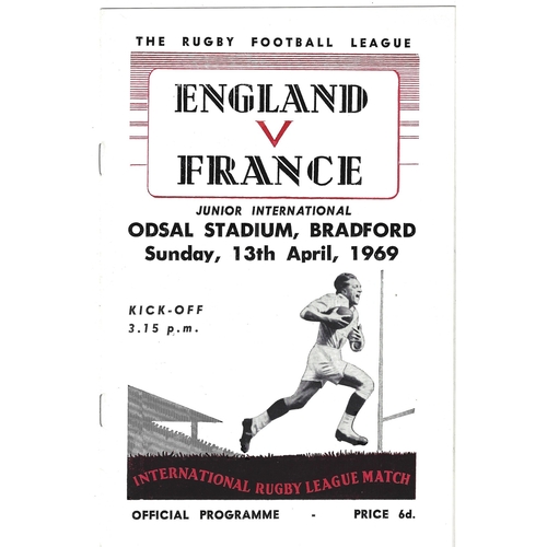 1969 England v France Junior International Match Rugby League Programme