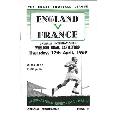 1969 England v France Under 24 International Match Rugby League Programme