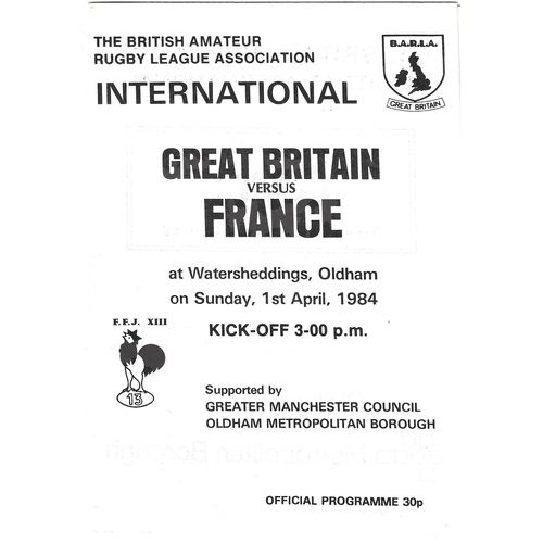 Great Britain Amateur Rugby League Programmes