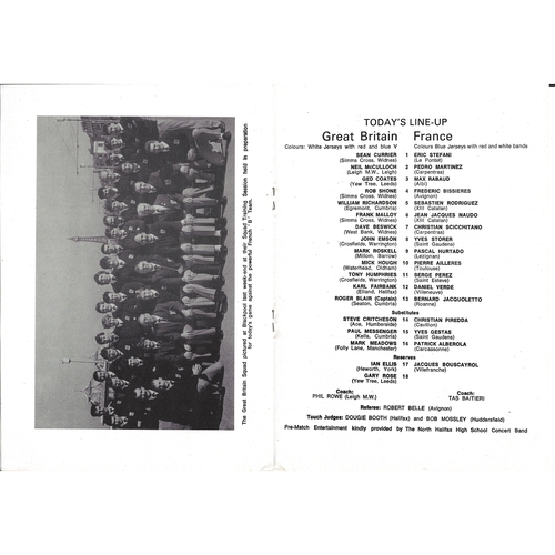 1986 Great Britain v France Amateur International Match Rugby League Programme