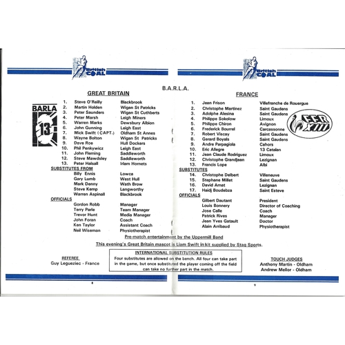 1992 Great Britain v France Amateur International Match Rugby League Programme